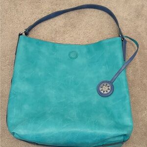 Sydney Love Vegan Leather Reversible Teal Blue Shoulder Tote Bag Purse